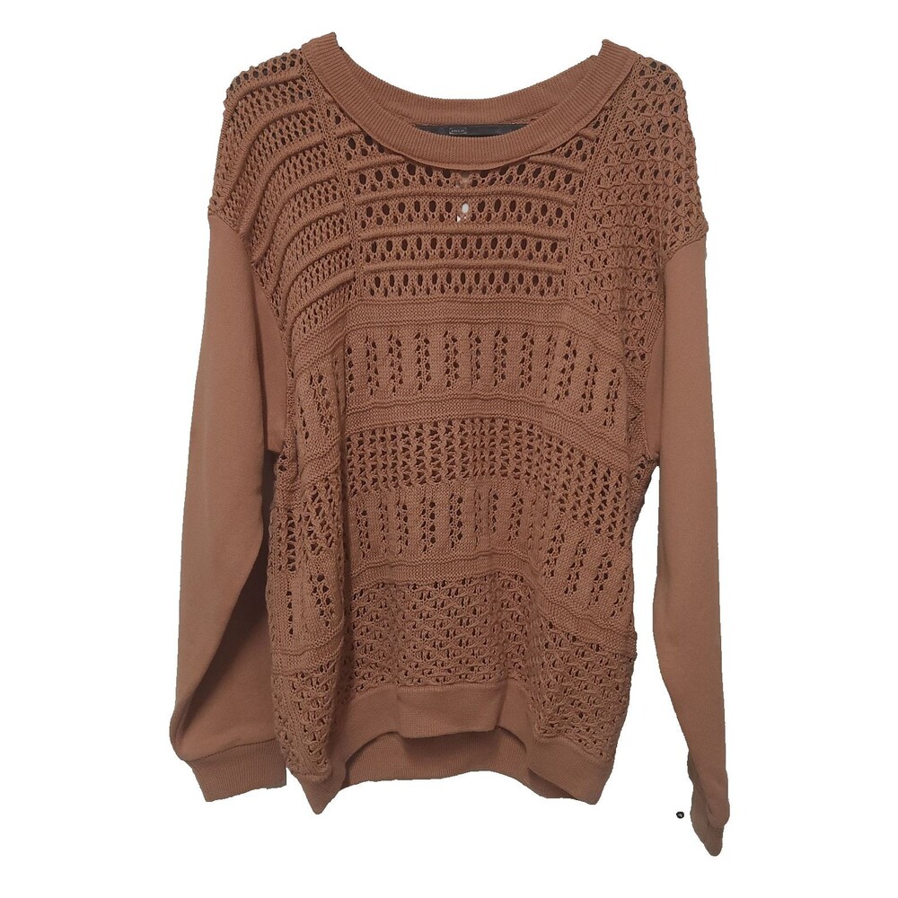 FP Movement peach open knit crop sweatshirt Oversized